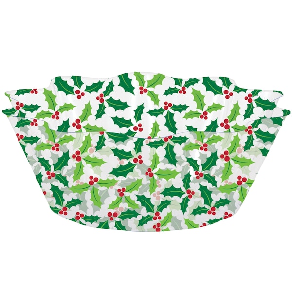 Creative Converting 8" Holly Fluted Plastic Bowl PK12, 12PK 325473 - main